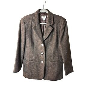 Talbots 10P Brown Italian 100% Wool Blazer Jacket Luxury Preppy Academia